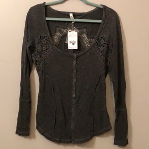 free people charcoal lace top